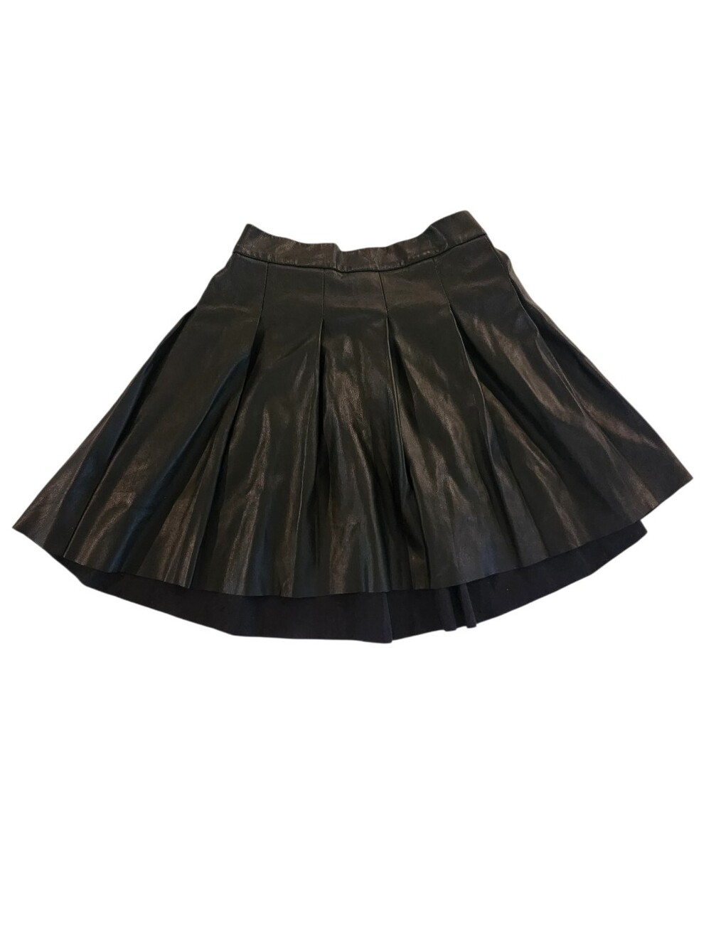 Crewcuts Black Faux Leather Pleated Skater Skirt Girl's Size Small
